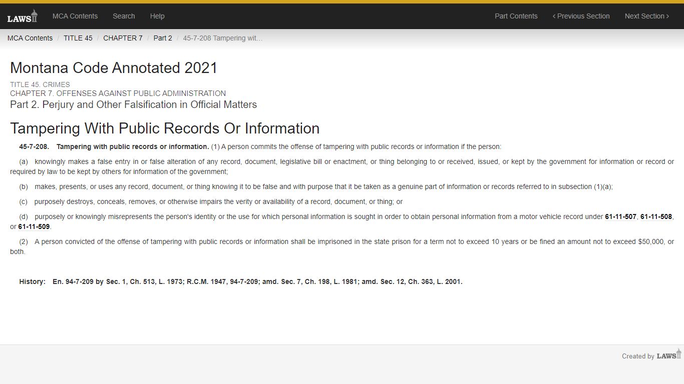 45-7-208. Tampering with public records or information, MCA - Montana